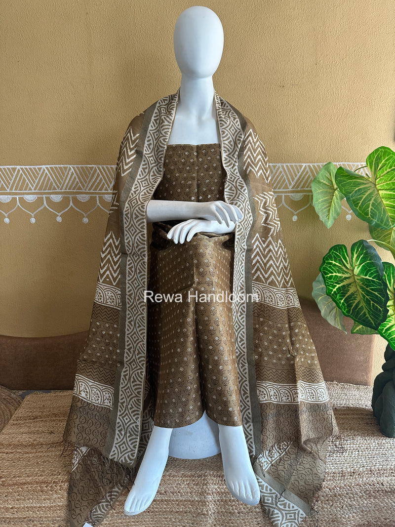 Dabu Print Silk Top-Dupatta DPSD06