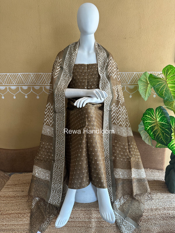 Dabu Print Silk Top-Dupatta DPSD06