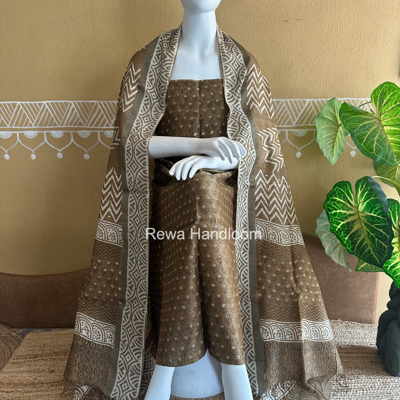 Dabu Print Silk Top-Dupatta DPSD06