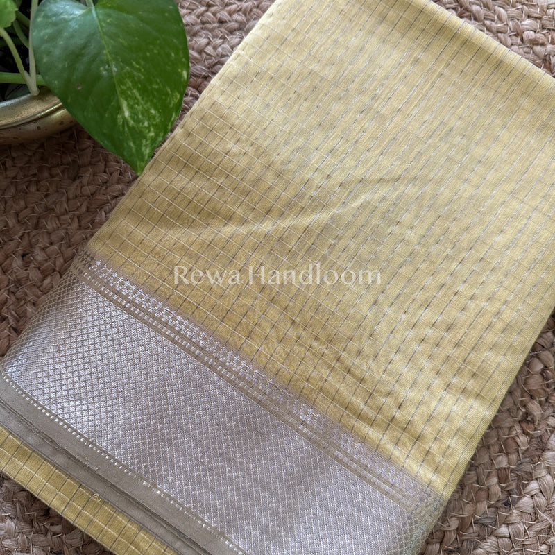 Maheshwari ~ Silver Zari Checks Silk Saree