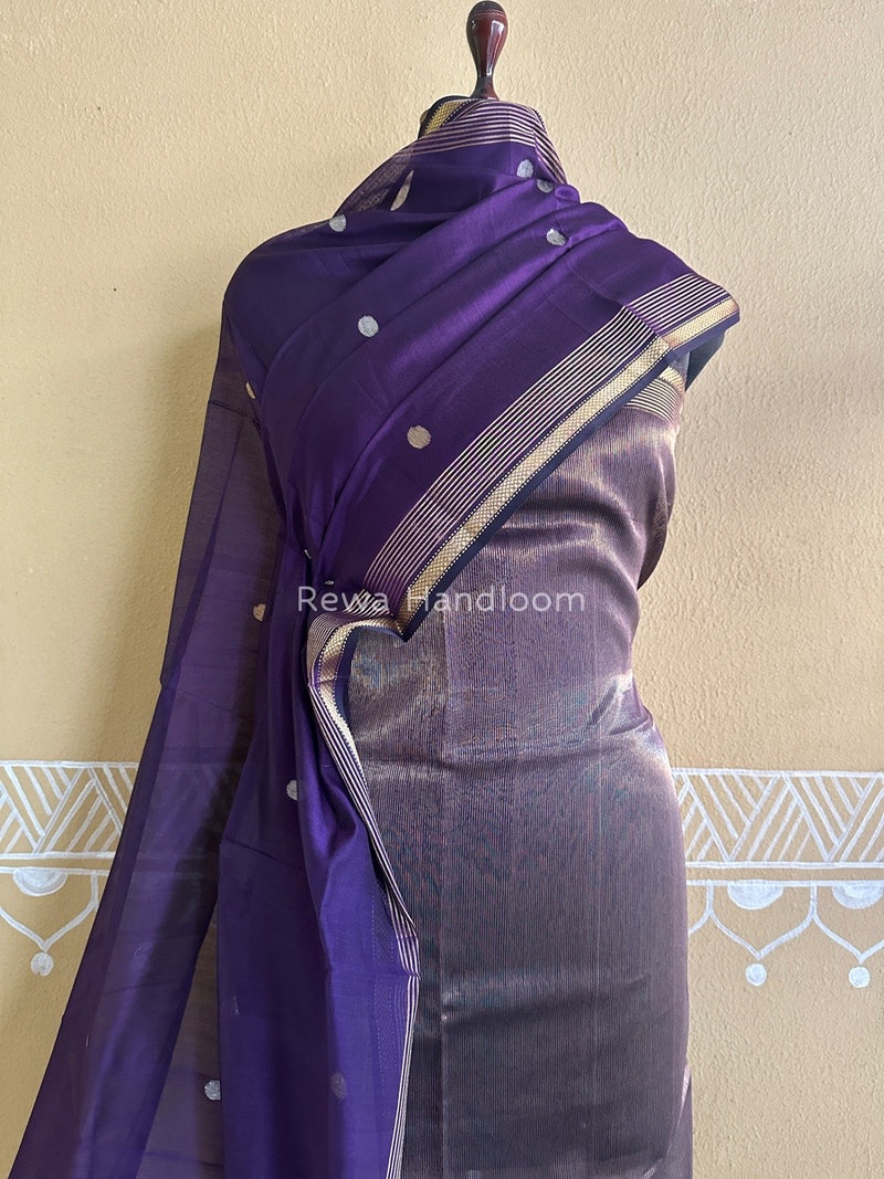 Maheshwari Dark Purple Tissue Dress Material TTD013