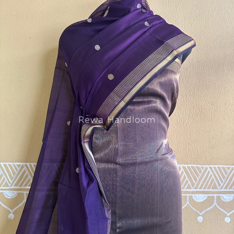 Maheshwari Dark Purple Tissue Dress Material TTD013
