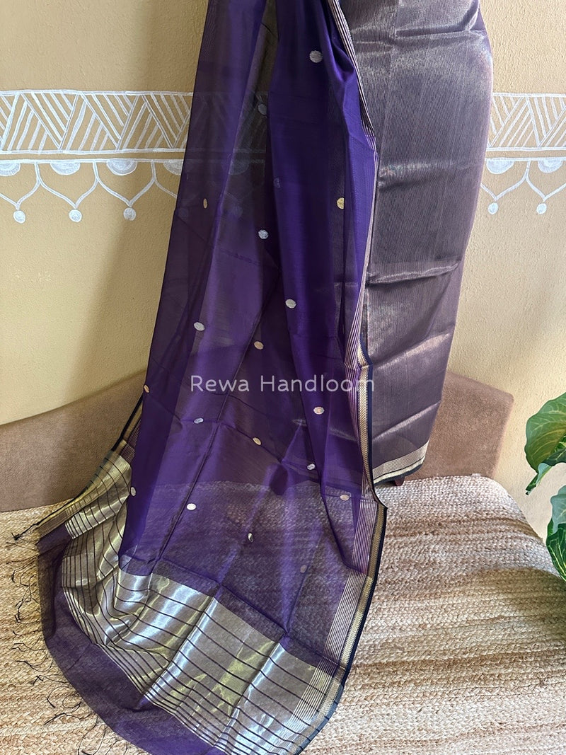 Maheshwari Dark Purple Tissue Dress Material TTD013