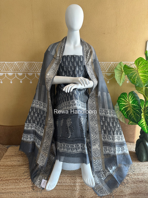Dabu Print Silk Top-Dupatta DPSD04
