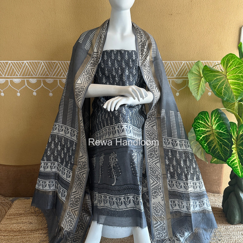 Dabu Print Silk Top-Dupatta DPSD04
