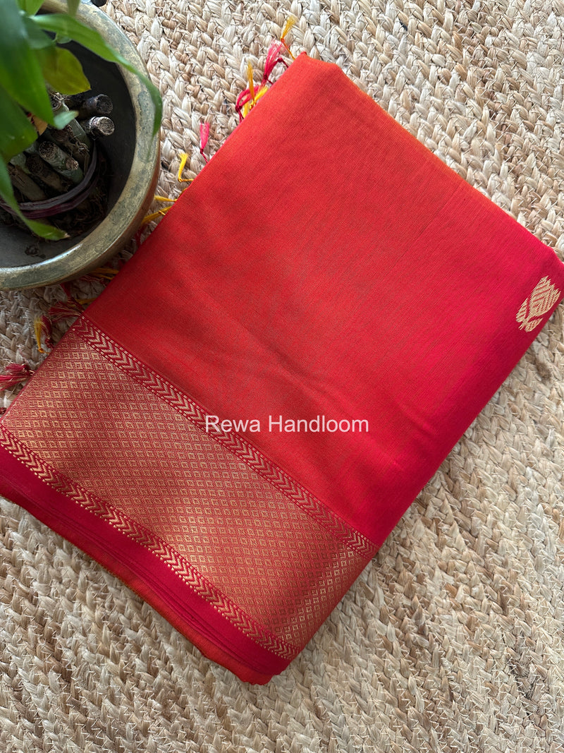 Maheshwari Red Lotus Butta Saree LLBS068