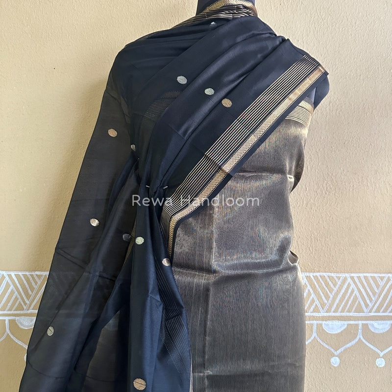 Maheshwari Black Tissue Dress Material TTD05
