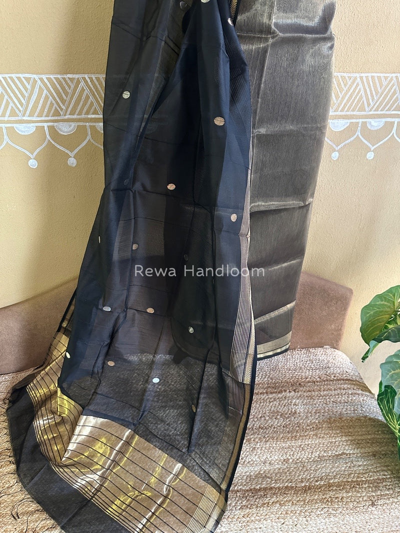 Maheshwari Black Tissue Dress Material TTD05