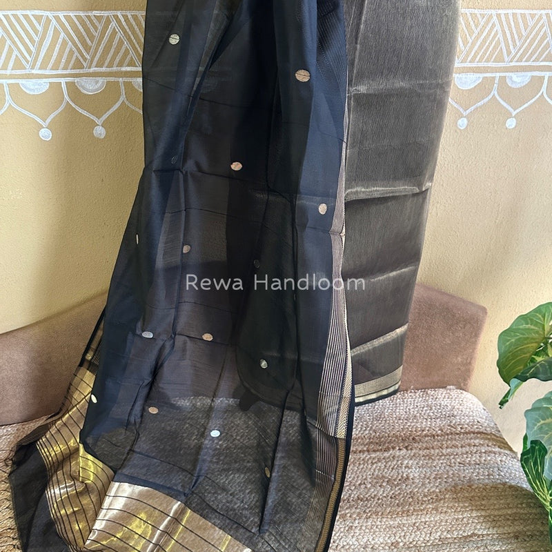 Maheshwari Black Tissue Dress Material TTD05