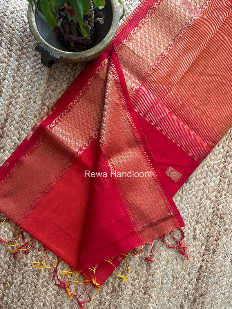 Maheshwari Red Lotus Butta Saree LLBS068