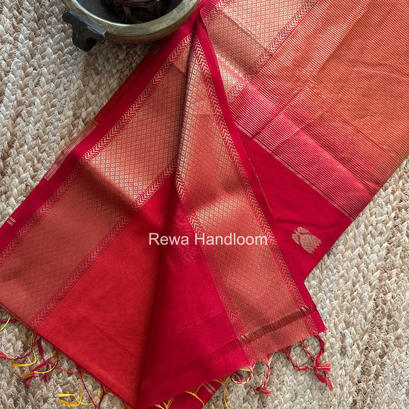 Maheshwari Red Lotus Butta Saree LLBS068