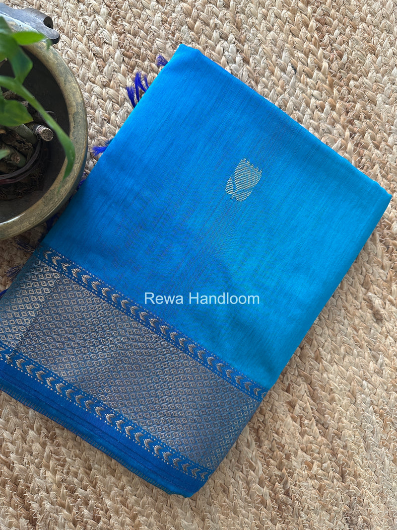 Maheshwari Aqua Blue Lotus Butta Saree LLBS069