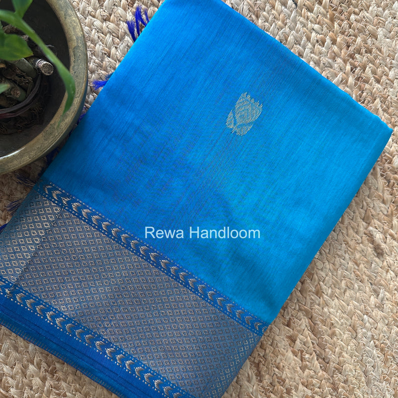 Maheshwari Aqua Blue Lotus Butta Saree LLBS069