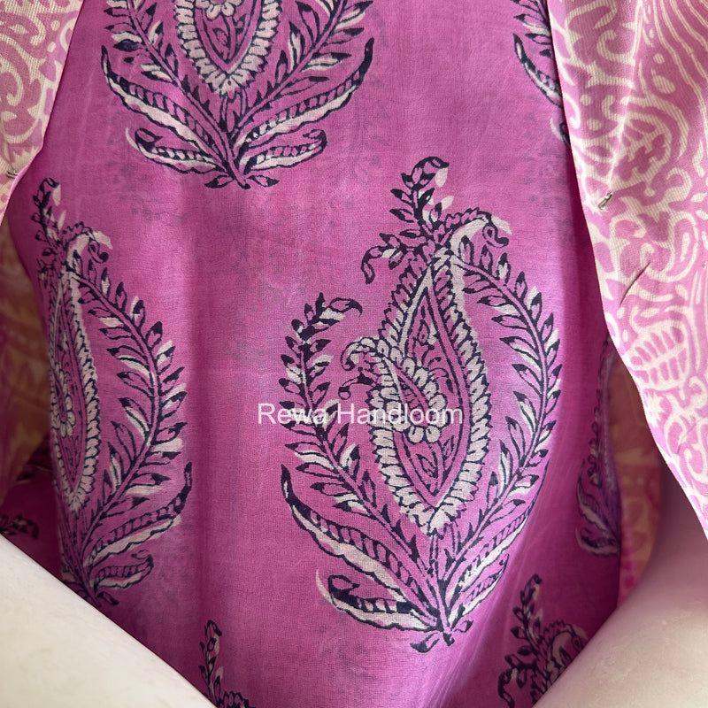 Pink Dabu Print Silk Top-Dupatta DPSD01