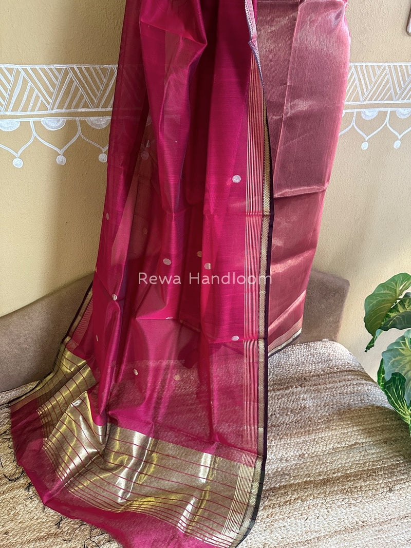 Maheshwari Rani Pink Tissue Dress Material TTD08