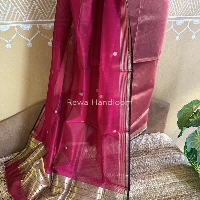 Maheshwari Rani Pink Tissue Dress Material TTD08