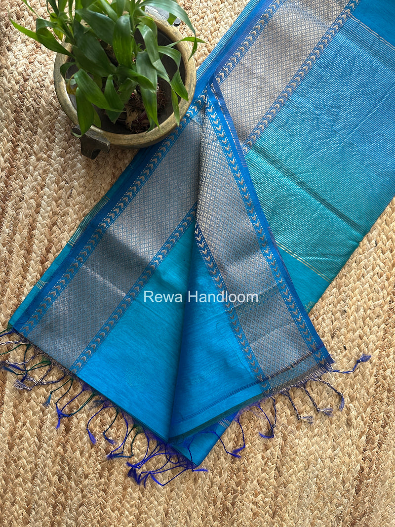 Maheshwari Aqua Blue Lotus Butta Saree LLBS069