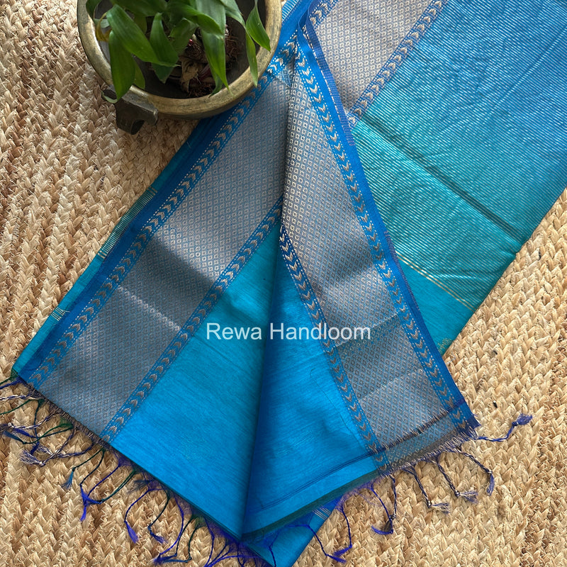 Maheshwari Aqua Blue Lotus Butta Saree LLBS069