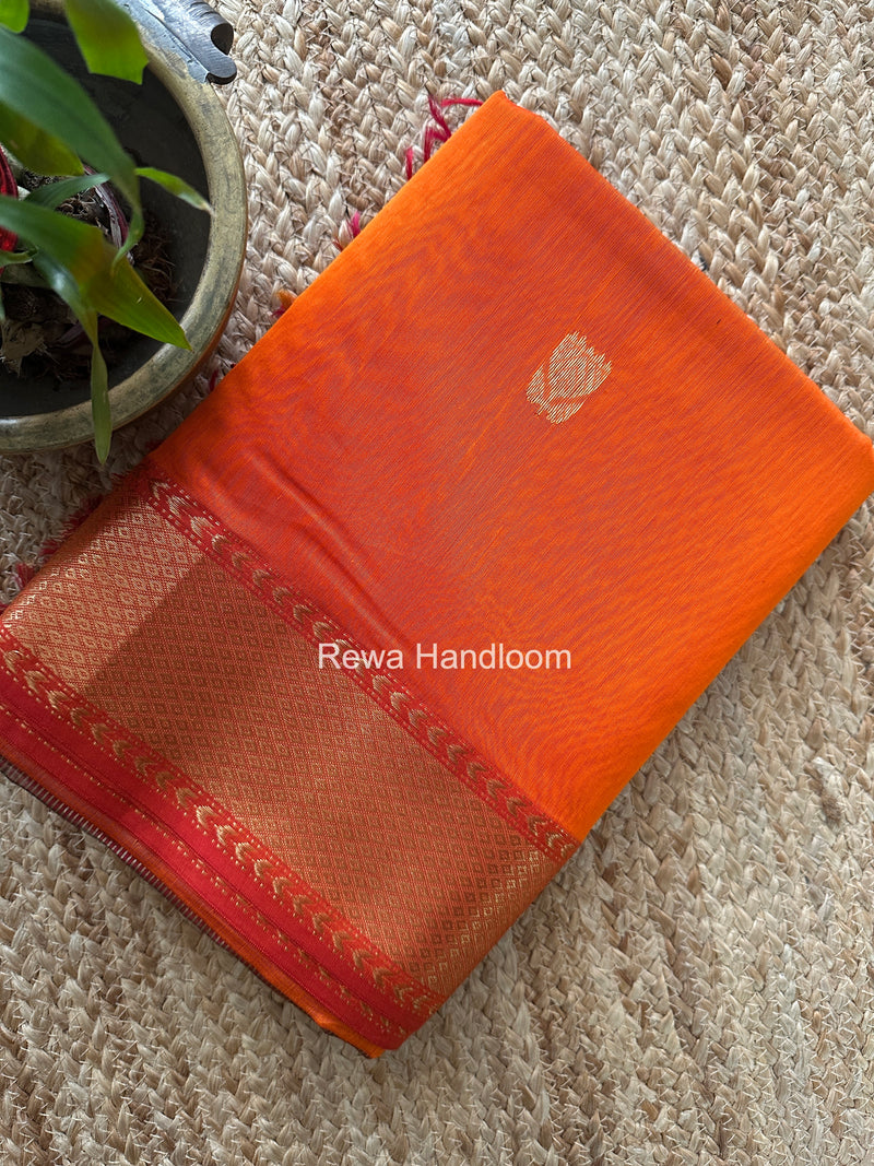 Maheshwari Orange Lotus Butta Saree LLBS070