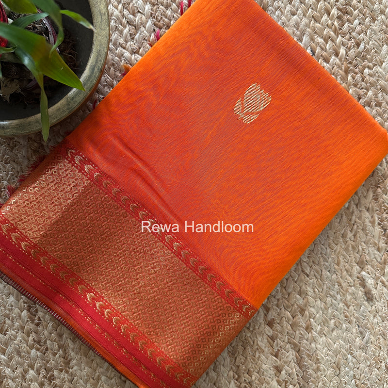 Maheshwari Orange Lotus Butta Saree LLBS070