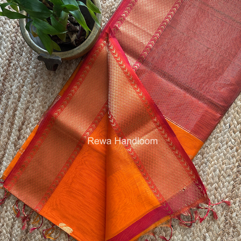 Maheshwari Orange Lotus Butta Saree LLBS070