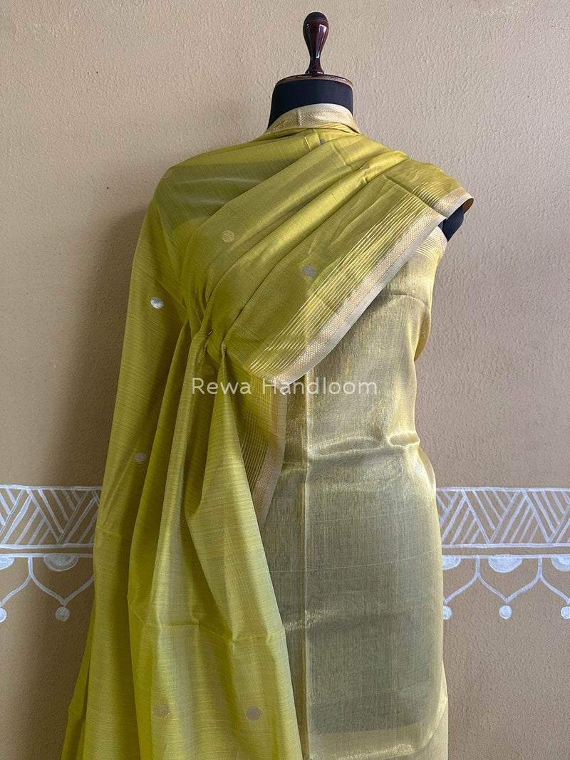 Maheshwari Yellow Tissue Dress Material TTD012