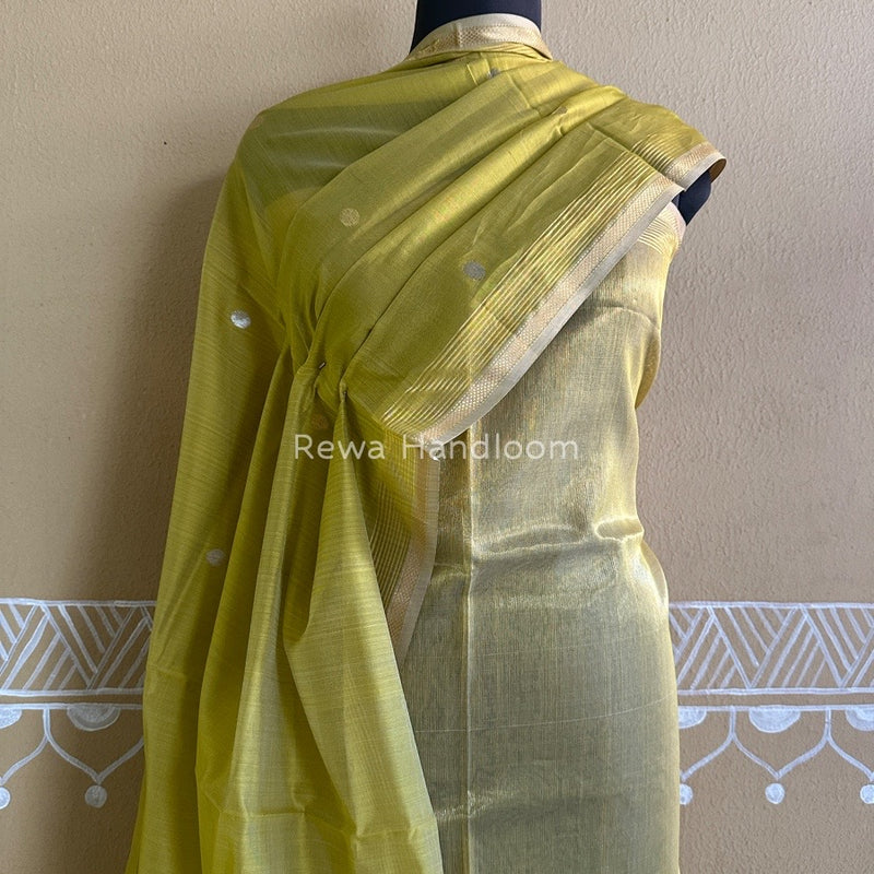 Maheshwari Yellow Tissue Dress Material TTD012