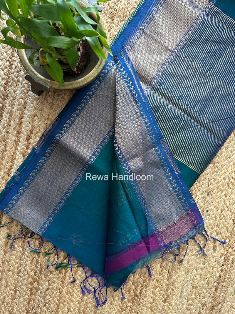 Maheshwari Rama Green Lotus Butta Saree LLBS071