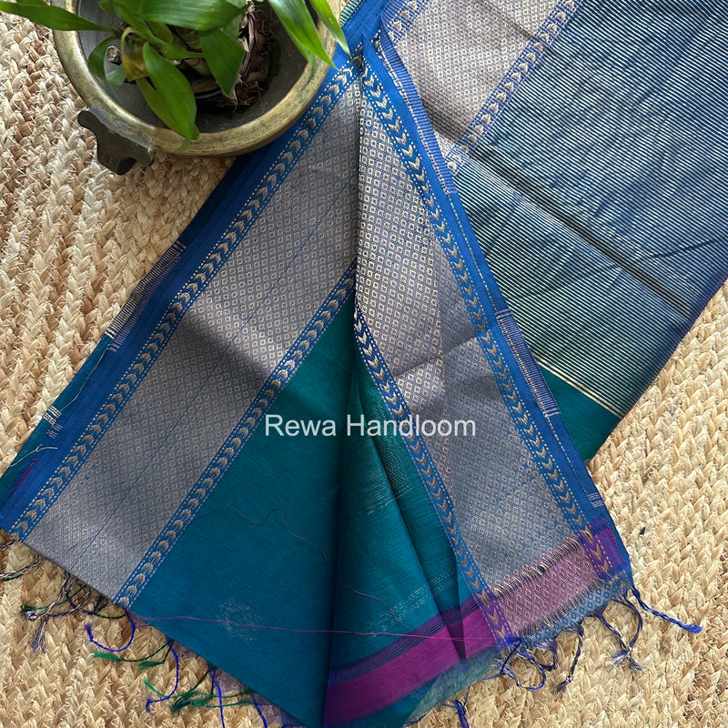 Maheshwari Rama Green Lotus Butta Saree LLBS071