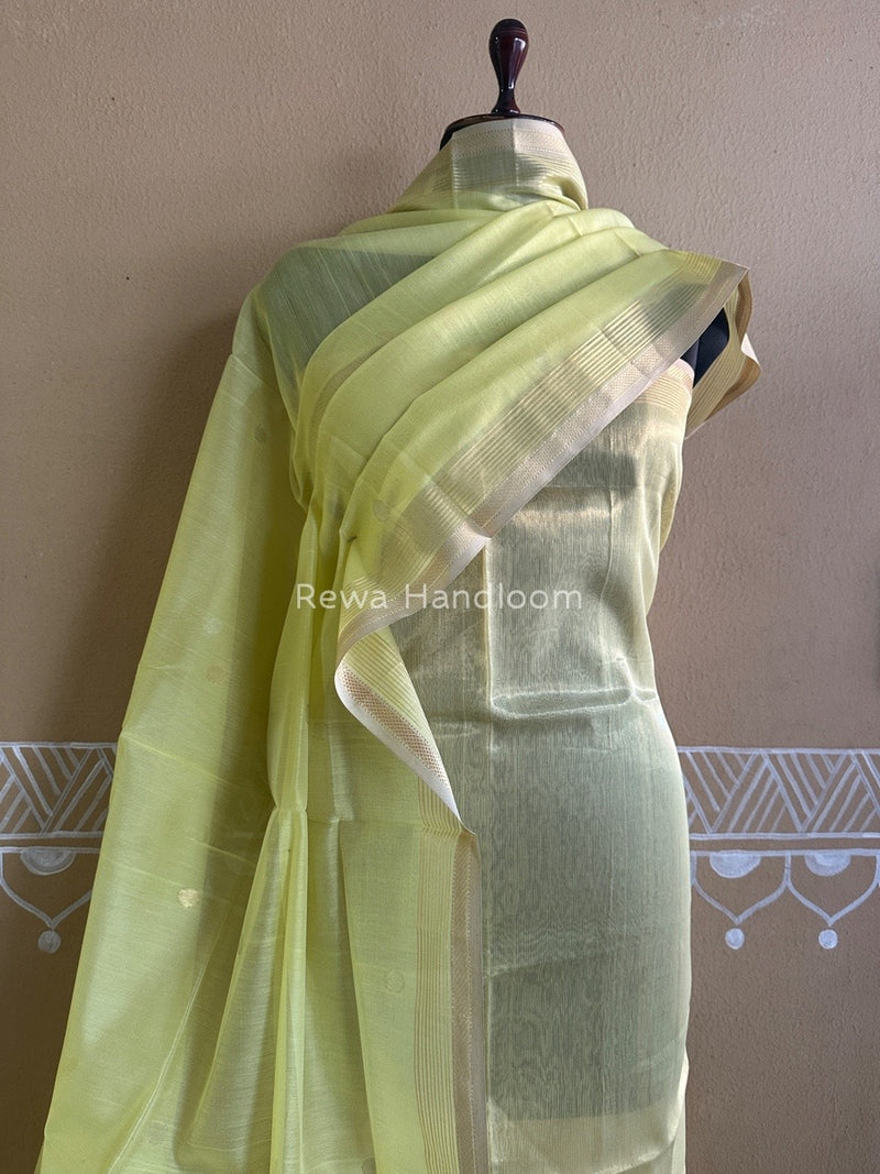 Maheshwari Lemon Yellow Tissue Dress Material TTD09