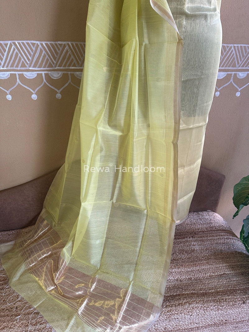 Maheshwari Lemon Yellow Tissue Dress Material TTD09