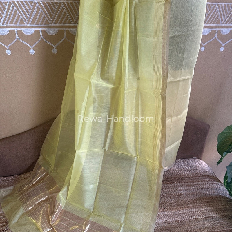 Maheshwari Lemon Yellow Tissue Dress Material TTD09
