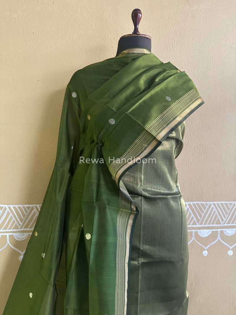 Maheshwari Green Tissue Dress Material TTD010