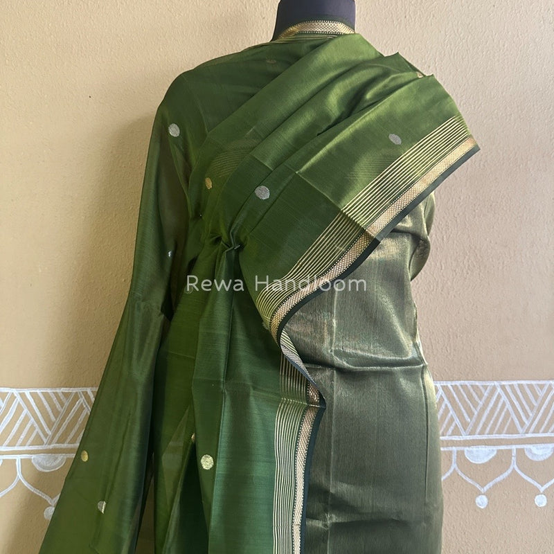 Maheshwari Green Tissue Dress Material TTD010