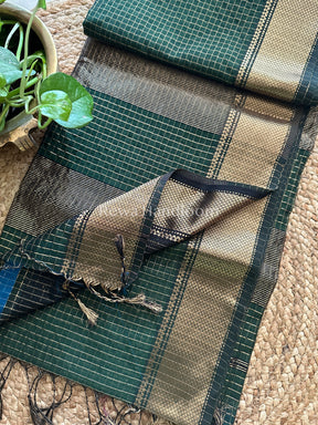 Maheshwari Green Zari Checkered Sarees-ZCHX04