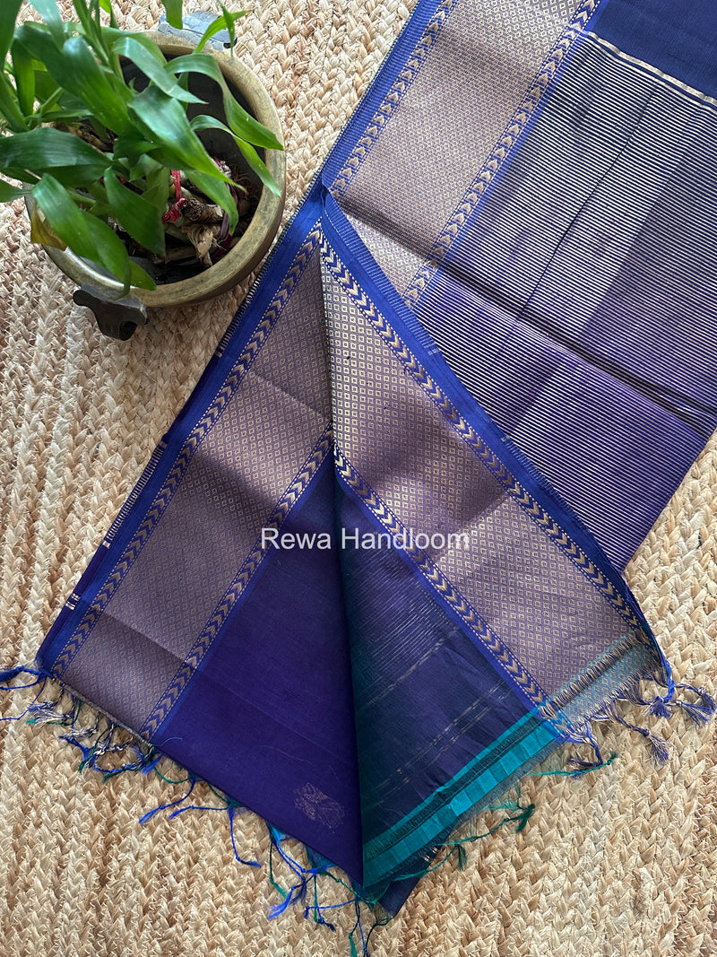 Maheshwari Dark Purple  Lotus Butta Saree LLBS072