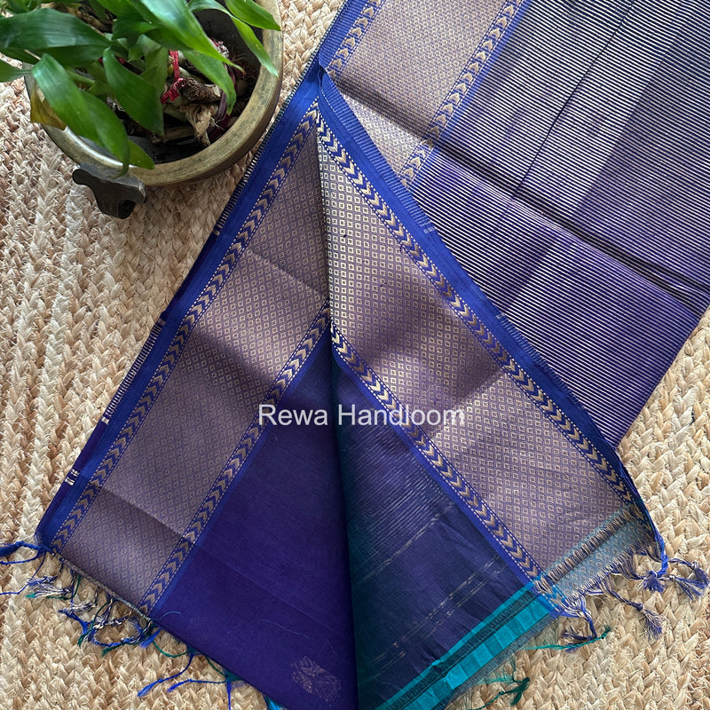 Maheshwari Dark Purple  Lotus Butta Saree LLBS072