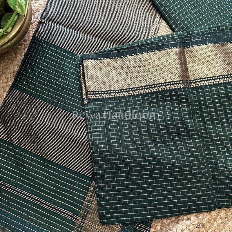 Maheshwari Green Zari Checkered Sarees-ZCHX04