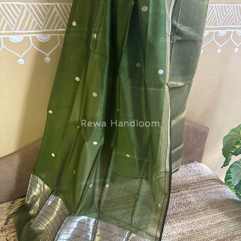 Maheshwari Green Tissue Dress Material TTD010