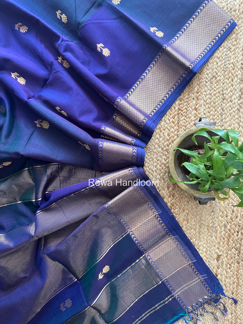Maheshwari Dark Purple  Lotus Butta Saree LLBS072