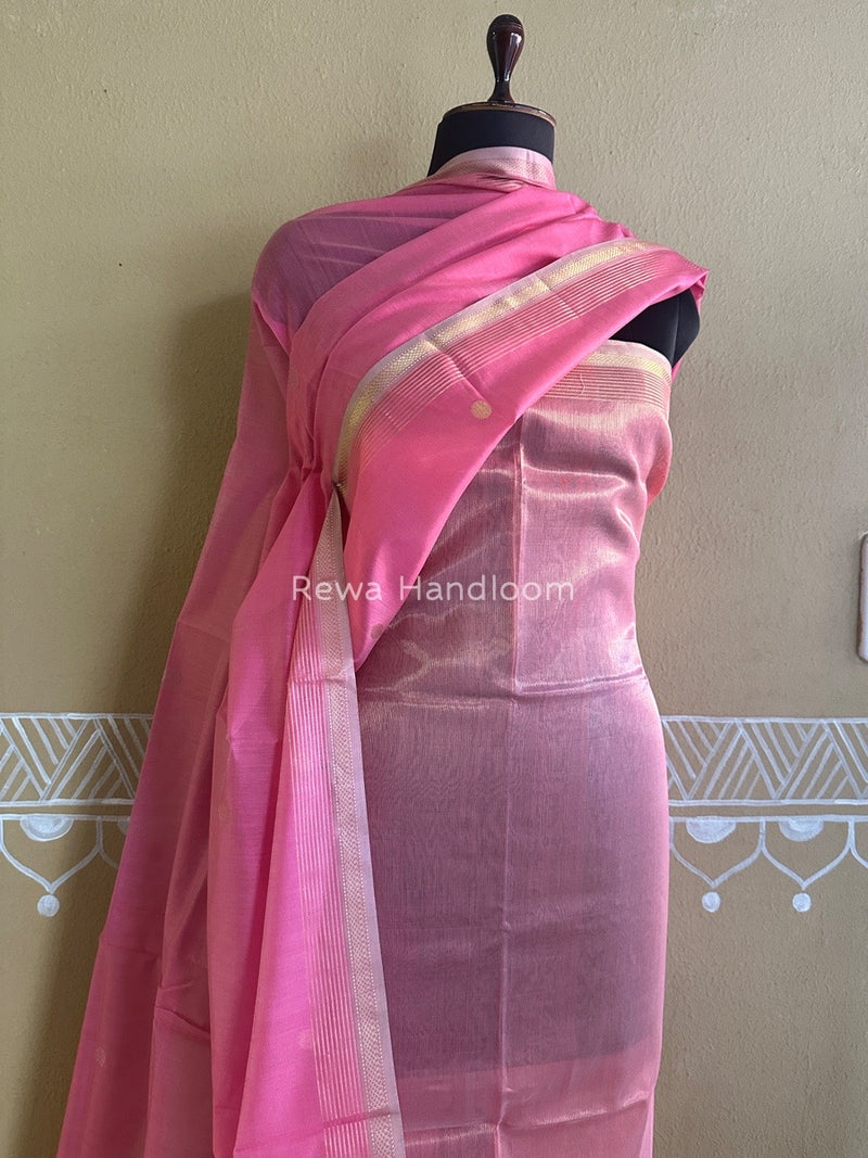 Maheshwari Pink Tissue Dress Material TTD01