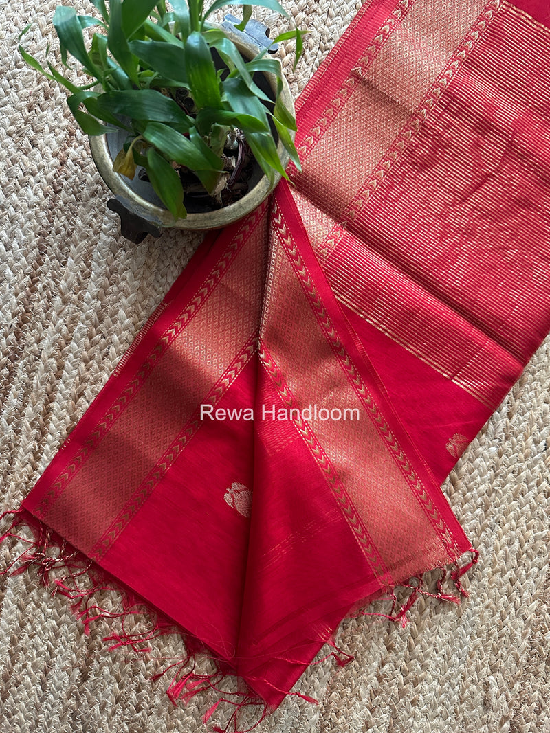 Maheshwari Red Lotus Butta Saree LLBS073
