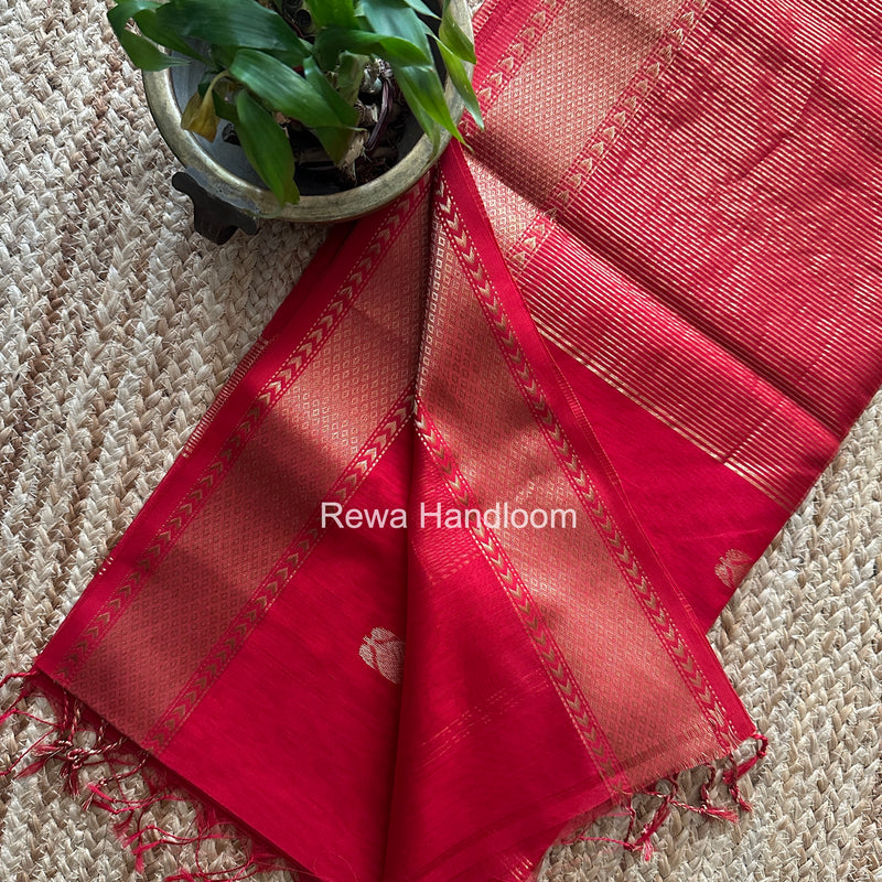 Maheshwari Red Lotus Butta Saree LLBS073