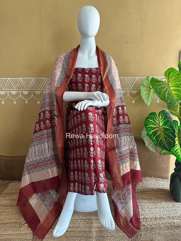 Maheshwari Bagh Print Top-Dupatta Set