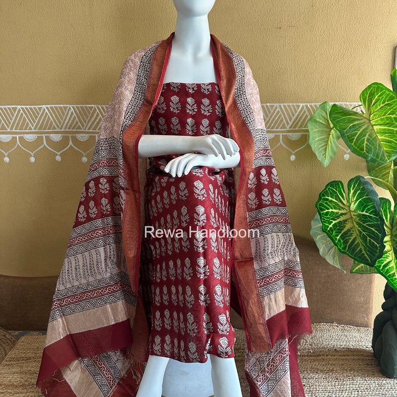 Maheshwari Bagh Print Top-Dupatta Set