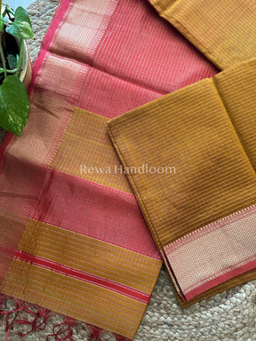 Maheshwari Mustard Zari Checkered Sarees-ZCHX07