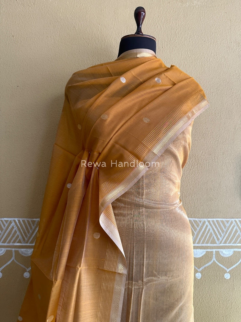 Maheshwari Turmeric Yellow Tissue Dress Material TTD07