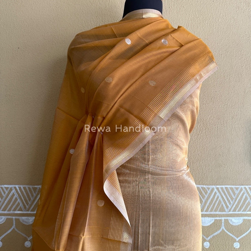 Maheshwari Turmeric Yellow Tissue Dress Material TTD07