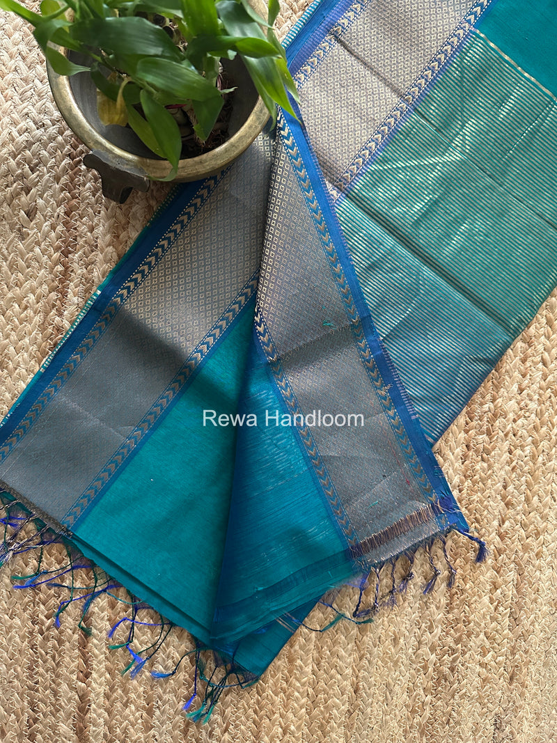 Maheshwari Rama Green Lotus Butta Saree LLBS074