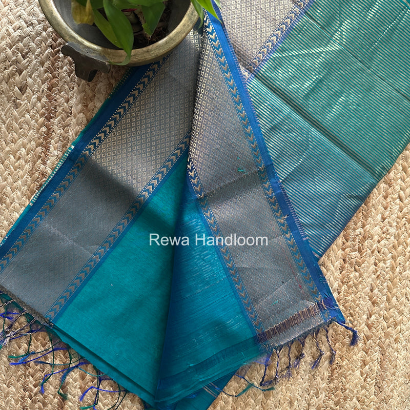 Maheshwari Rama Green Lotus Butta Saree LLBS074